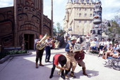 Musicians performing at the Canada Pavilion in EPCOT Center at the Walt Disney World Resort in Orlando, Florida.