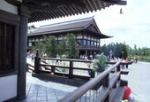 View of buildings at the Japan Pavilion in EPCOT Center at the Walt Disney World Resort in Orlando, Florida.