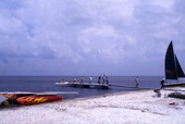 View showing Jaws II film crew members on location in Destin, Florida.