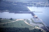 Aerial view of the Jim Woodruff Dam in Chattahoochee, Florida.
