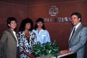 View showing employees at the Credit Suisse bank.