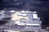 Aerial view overlooking an industrial park.