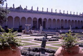View of the courtyard at the John and Mable Ringling Museum of Art in Sarasota, Florida.