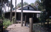 View showing an abandoned building at the fishing village of Aripeka, Florida.