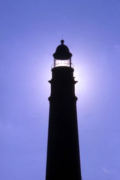 Silhouette of the historic Ponce De Leon Inlet Lighthouse near New Smyrna Beach, Florida.