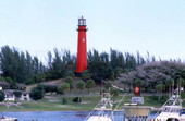 View of the Historic Jupiter Inlet lighthouse in Palm Beach County, Florida.
