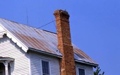 View showing chimney at the Frank Saxon House located at 200 Saxon Ave. in Brooksville, Florida.