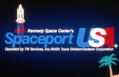 Sign for Spaceport USA at the Kennedy Space Center on Merritt Island near Titusville, Florida.