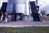 Visitors viewing the Mercury/Atlas rocket in the Kennedy Space Center rocket garden on Merritt Island near Titusville, Florida.