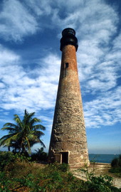 Historic Cape Florida Lighthouse at the Bill Baggs Cape Florida State Park in Key Biscayne, Florida.