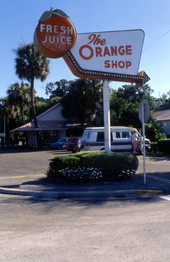 View showing sign for The Orange Shop at 18545 U.S. Highway 301 in Citra, Florida.
