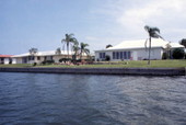 View of waterfront homes in Cocoa, Florida.