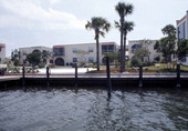 View showing waterfront residences in Cocoa, Florida.