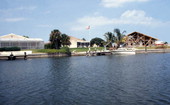 View showing waterfront homes in Cocoa, Florida.
