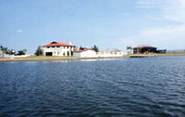 View showing some waterfront homes in Cocoa, Florida.