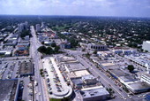 Aerial view looking west over a section of Coral Gables, Florida.