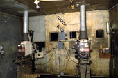 View inside projection booth at the Spring Theatre in Crystal River, Florida.