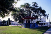 View looking north at the gazebo located in front of the Pasco County Courthouse in Dade City, Florida.