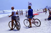 Couple with bicycles at Daytona Beach.