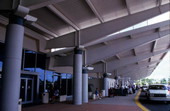 Close-up view of the Daytona Beach International Airport terminal building.