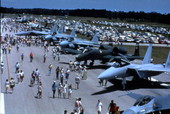 Military airplanes on display during the Daytona Skyfest air show.