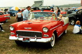 View showing a Chevrolet street rod on display during the Daytona Turkey Run car show.