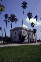View showing the Bank of Everglades Building at 201 W. Broadway in Everglades City, Florida.
