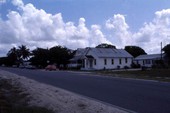 View of homes along a road in Everglades City, Florida.