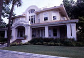 Villa Las Palmas, home of Nathaniel B. Borden, at 315 Alachua St. on the northwest corner of N. 4th St. in the Fernandina Beach Historic District.