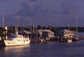 View showing yacht docked at a Ft. Lauderdale marina.