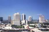 Aerial view looking north toward a section of downtown Ft. Lauderdale, Florida.