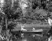June Ramsey with Al Leaman in a canoe - Lake Eloise, Florida