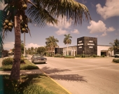 Street scene showing the First National Bank in Naples.