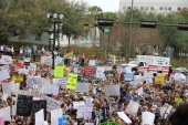 Student demonstrators and gun-control activists at the Never Again Rally in Tallahassee.
