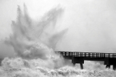 Waves hit Navarre Pier hard during Hurricane Ivan's approach - Navarre Beach, Florida.
