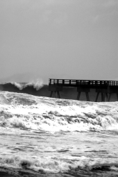 Waves hit Navarre Pier hard during Hurricane Ivan's approach - Navarre Beach, Florida.
