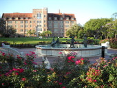 View showing the Landis Green fountain at FSU in Tallahassee, Florida.