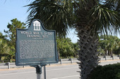 World War II D-Day training site historical marker at Carrabelle Beach.