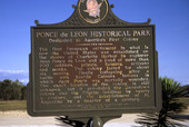Ponce de Leon Historical Park marker dedicated to America's first colony.