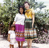 Photographer's wife Gladys posing with Susie Billie and her daughter Eva near Naples.