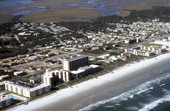 Aerial view showing hotels on the beach - New Smyrna Beach, Florida