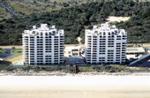Aerial view of hotels on the beach - New Smyrna Beach, Florida