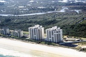 Aerial view of hotels on the beach - New Smyrna Beach, Florida