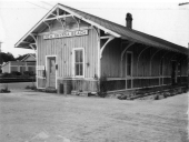 Railway Express Agency office at FEC Railway station in New Smyrna Beach, Florida.