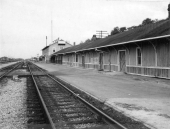 FEC trackside view of station complex in New Smyrna Beach, Florida.
