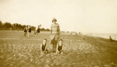 Gladys Mayfield Bloyd with her twin sons at the beach on the Gulf of Mexico.