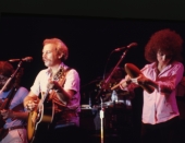 View showing Jimmy Buffett during a performance.