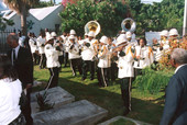 Marching band playing during funeral for Mr. Albert Kee - Key West, Florida.