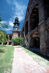 Looking towards lighthouse at Fort Jefferson - Garden Key, Florida