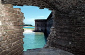 Looking out of a broken section of wall at Fort Jefferson - Garden Key, Florida